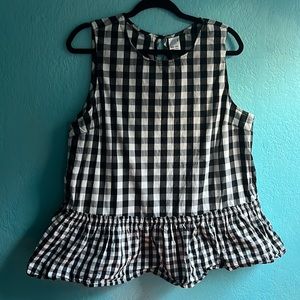 Checkered Plaid Sleeveless Blouse